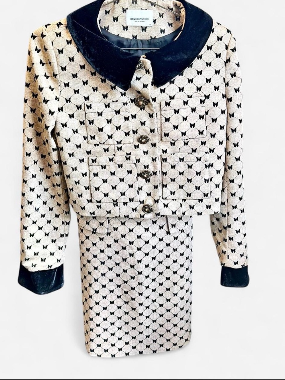 Butterfly Tweed 2 Piece Set Coquette Old Money Mini Dress & Cropped Jacket